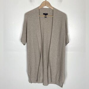 Gap Ribbed Short Sleeve Open Front Cardigan Size XS Oversized Light Pink